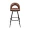 Armen Living Lottech Swivel Bar Stool in Black Metal with Brown Faux Leather 840254335394 - alternate 8